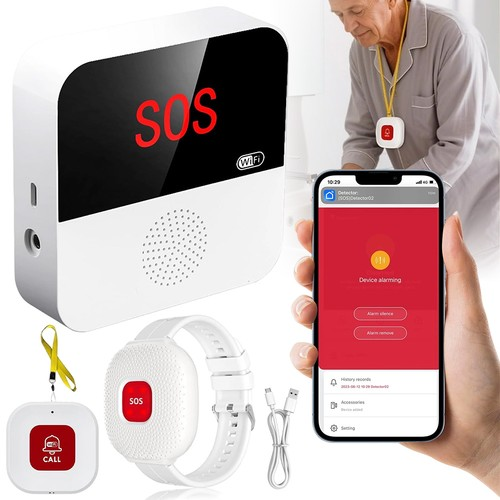 Panic Button Alarm for Elderly,Caregiver Pager, WiFi Receiver 1*Call Button SOS 1