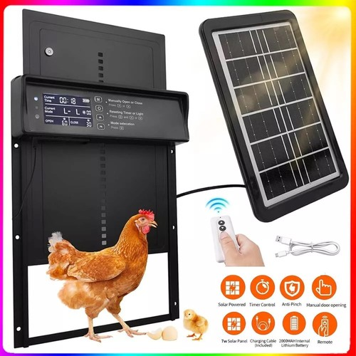 Automatic Chicken Coop Door Solar Powered Opener with Timer Light Sensor Remote 2