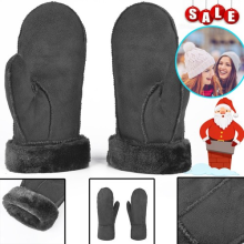 Thickening Mittens Soft Warm Leather Gloves Winter Anti-Freeze Gloves for Women