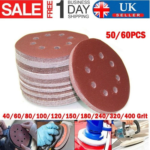 50/60pcs Sanding Discs 125mm Pads 40-400 Mix Orbital Sander Hook Loop Sandpaper 1
