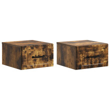 vidaXL Wall-Mounted Bedside Cabinet 2 pcs Smoked Oak 34.5 x 33 x 20 cm
