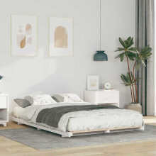 vidaXL Bed Frame White 135 x 190 cm Solid Pine Wood