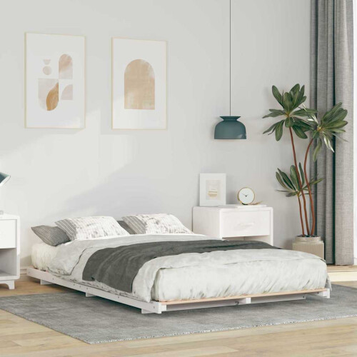 VidaXL vidaXL Bed Frame White 135 x 190 cm Solid Pine Wood
