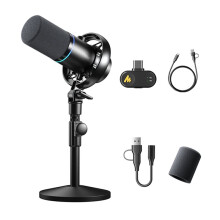 PD200W Hybride Draadloze Podcastmicrofoon XLR USB Dynamische Microfoon voor Pc, Telefoon, Camera, Streaming, Gaming en Opnames