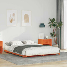 vidaXL Bed Frame Wax Brown 160 x 220 cm Solid Pine Wood