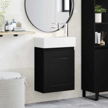 vidaXL Bathroom Vanity Unit with Tap Black 45.5 x 22.5 x 84 cm