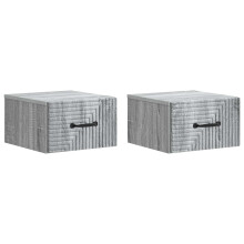 vidaXL Wall-Mounted Bedside Cabinet 2 pcs Grey Sonoma Engineered Wood