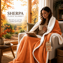 (King (200x240cm), Rust) Imperial Rooms 480GSM Reversible Sherpa Fleece Reversible Blanket - Ultra Soft Warm Plush Throw