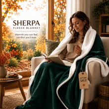 (Super King (230x270cm), Emerald) Imperial Rooms 480GSM Reversible Sherpa Fleece Reversible Blanket - Ultra Soft Warm Plush Throw
