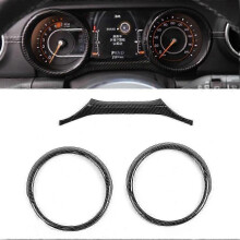 Dashboard Decoration Ring Cover Trim Accessories Set for Jeep Wrangler JL 2018 Plus Carbon Fiber Style 3 Pieces