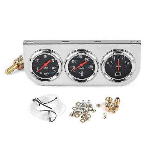 Triple Function Car Gauge: Digital Oil Pressure Water Temperature and Current Meter