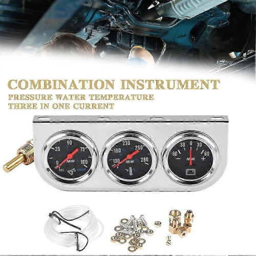 Triple Function Car Gauge: Digital Oil Pressure Water Temperature and Current Meter 2