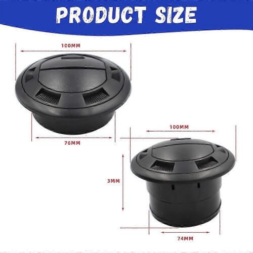 75mm Rotatable Air Outlet Vent in Black Single Piece 2