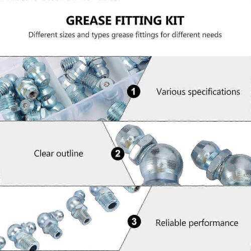 50-Piece Silver Replacement Grease Fitting Assortment Kit 1