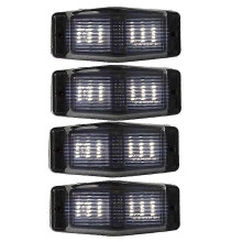 4-Piece LED Marker Lamps for Trucks and Lorries with Double Burner Indicator in Smoked White Grill Lighting