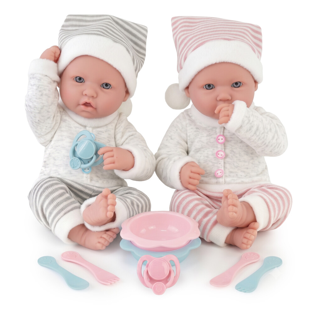 Bibi Doll Twin Baby Bibi Dolls Boy & Girl Dolls With Dummy & Feeding Set Kid Role Play Toy