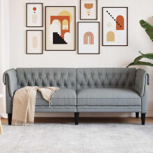 vidaXL Sofa Light Grey 201.5 x 74.5 x 74.5 cm Polyester