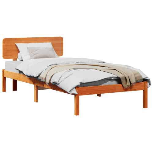 VidaXL vidaXL Bed Frame with Headboard Wax Brown 75 x 190 cm Solid Pine Wood