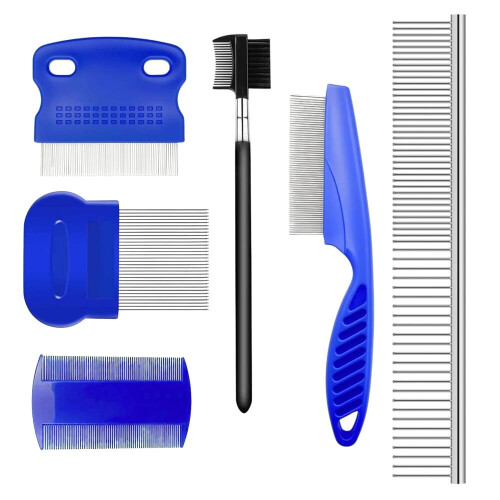 Pack Flea Lice Comb – for Cats Dogs Remove Fleas Eggs Stainless Steel Cat Dog