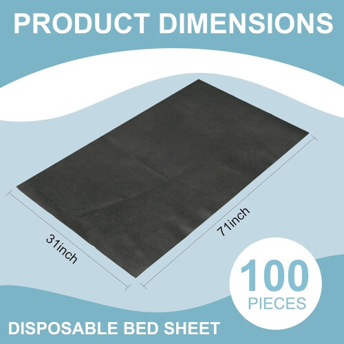 100 stk. sorte engangs massagebordslagner, 86 x 183 cm, bløde non-woven 2