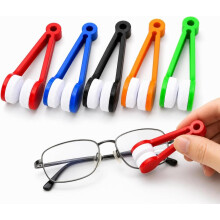 Set van 5 mini brillenborsteltjes, dubbelzijdige lensreiniger voor op reis, gemaakt van ABS.