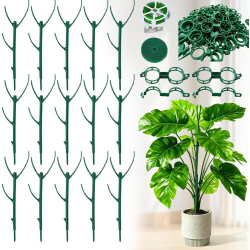 15 Pack Adjustable Plant Support Pole,Garden Stakes for Climing Plants Stem