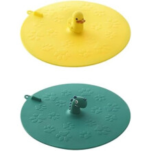 2er-Pack Waschbeckenstöpsel mit Cartoon-Motiv, flache Badewannenstöpsel mit gelber Ente, dekorativ