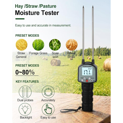 Φορητό μετρητή υγρασίας σανού TK100H, μετρητής υψηλής ακρίβειας, δέμα με 1