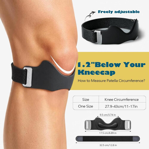 2-pack svart knästöd för patella med 3D-silikonluftkudde, 2