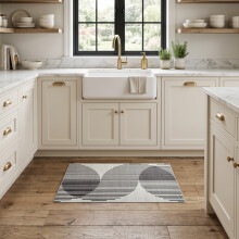 (40X60cm, Modern Stripes) Short Pile Geometric Rug | Extra Soft Faux Fur Non Slip Rubber Backed Carpet