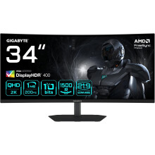 Gigabyte G34WQC2 34 WQHD Curved Gaming Monitor - 3440 x 1440, 1500R, 200Hz, 1ms, 450 cd/m2, AMD FreeSync Premium, DisplayHDR 400
