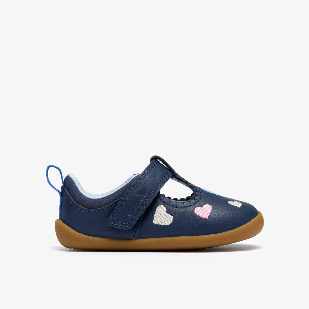 Clarks Roamer Heart Girls Prewalkers in Navy Leather Size 3 F Standard - Image 3