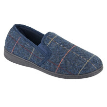 (12 UK, Navy) Zedzzz Mens Kenny Herringbone Twin Gusset Slippers