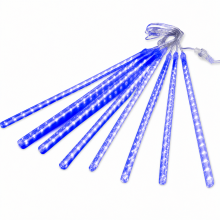 Blue LED Meteor Shower Lights, 8 Plug-In Tubes for Outdoor Garden and Tree Decoration