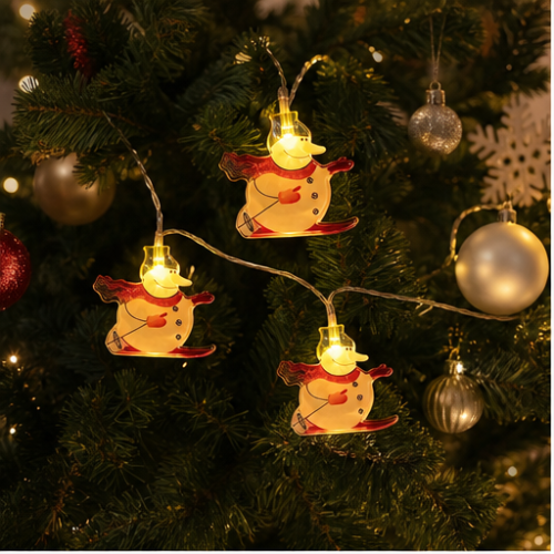 Solar LED Christmas String Lights with Skiing Snowmen, 8 Modes, 100 LEDs 1