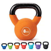 Kayman Kettlebell, Cast-Iron Core, Neoprene Coated, Flat Base, Colour-Coded for Cardio & Toning, 8kg