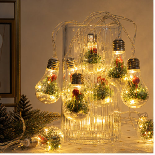 USB LED Christmas String Lights with 10 Decorative Bulbs, 50 Copper Wire LEDs, Remote Control, 8 Modes 1