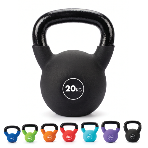 Kayman Kettlebell, Cast-Iron Core, Neoprene Coated, Flat Base, Colour-Coded for Advanced Bulking, 20kg