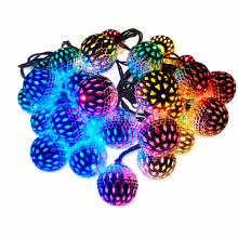 Solar LED Moroccan Metal Ball String Lights, Multicolor, 50 LEDs, 2 Modes, Christmas and Garden Decoration