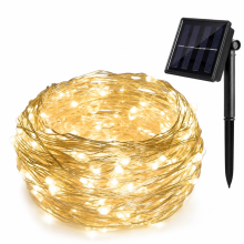 Solar LED Copper Wire String Lights, 300 Warm White LEDs, Waterproof Outdoor Garden and Christmas Decoration with Remote Control