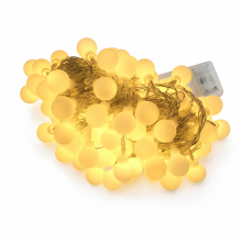 Solar LED Ball String Lights, 100 Warm White Lights, Dark Green Wire, Waterproof Outdoor Decorative Lighting