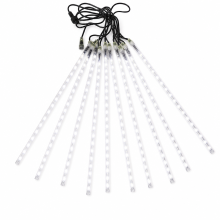 Solar LED Meteor Shower Lights White, 10 x 80 cm Tubes, Outdoor Garden and Holiday Decoration