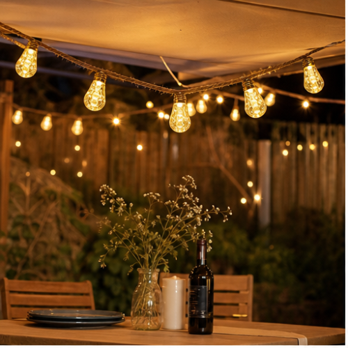 LED String Lights with Round Bulbs, Warm White, 5 m 20 Lights, 8 Modes, Waterproof, Remote Control, Garden 1
