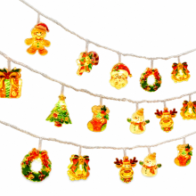 Gingerbread Man Acrylic Christmas String Lights, 20 Battery-Powered Lights, Indoor Decoration