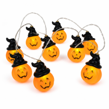 Halloween Pumpkin Hat LED String Lights, 40 Battery-Powered Waterproof Lights for Party Decoration