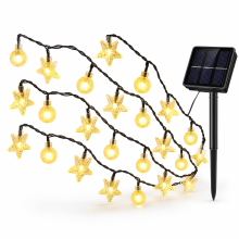 Solar LED Outdoor Waterproof String Lights, Bubble Balls and Stars, 50 Lights, 8 Modes, Garden Decoration