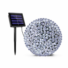 Solar LED String Lights White for Outdoor Use, Waterproof, 100 LEDs, 8 Modes, with Remote Control