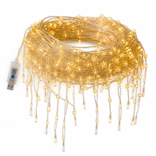 Solar Waterproof LED Curtain String Lights, 180 Blue LEDs 3 V, Outdoor Party Decoration