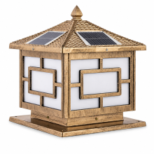 Outdoor Waterproof Solar Pillar Light, Antique Copper Aluminium, Solar and Mains Powered, 4 Light Colours