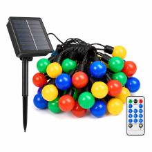 Solar String Lights with 40 Multicolour Globe Bulbs, Waterproof for Garden, Tent and Camping